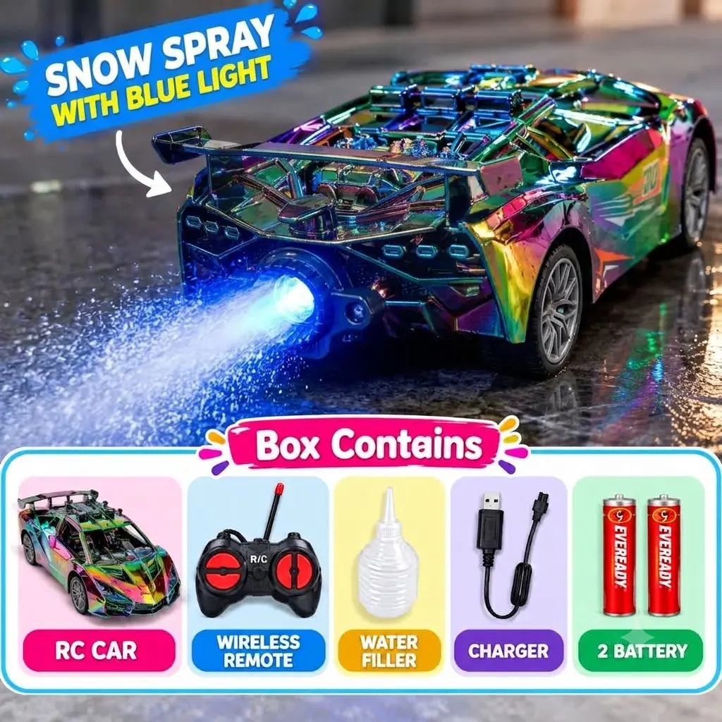 Rechargeable Remote Control RC Car with Snow Spray & Blue Light
