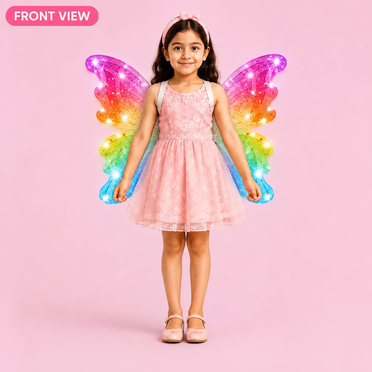 Butterfly Wings Set for Kids with Colorful LED Lights – Glow in the Dark Fairy Wings with Controller & Adjustable Straps