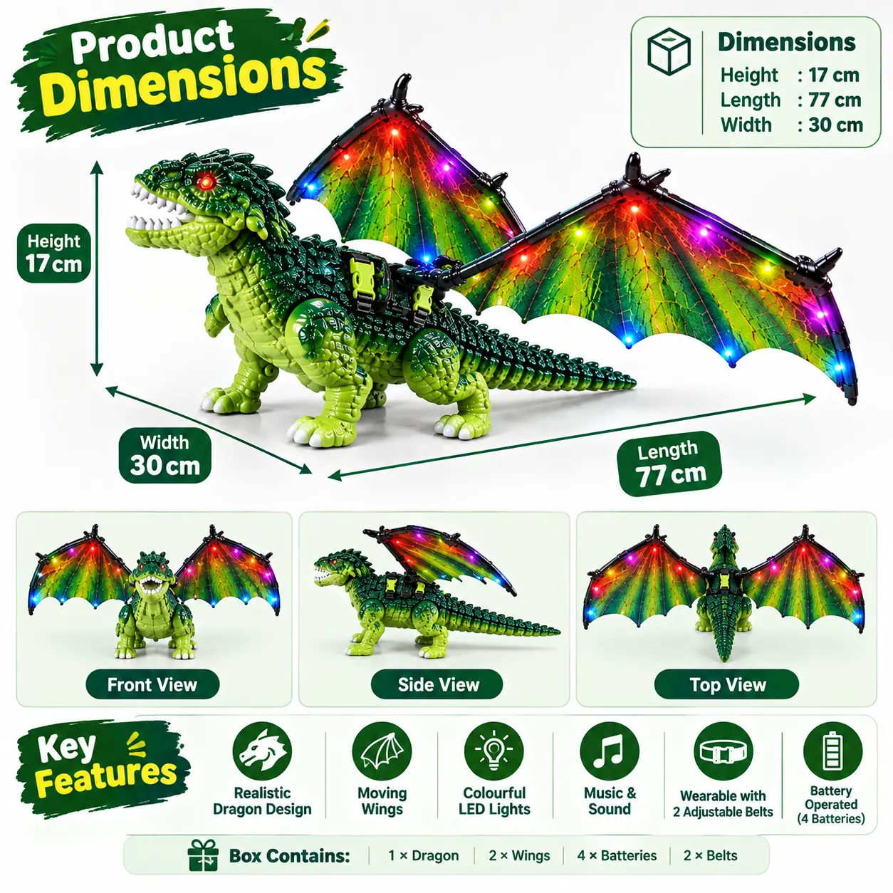 Wearable Dragon Wings – Light-Up & Moving Toy