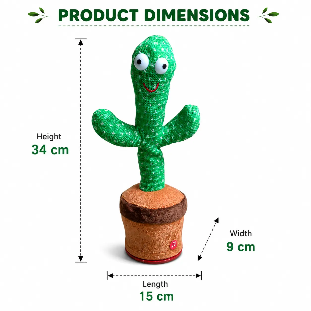 Dancing Cactus Plush Toy – Singing, Dancing & Talking Repeating Cactus with Colorful Lights